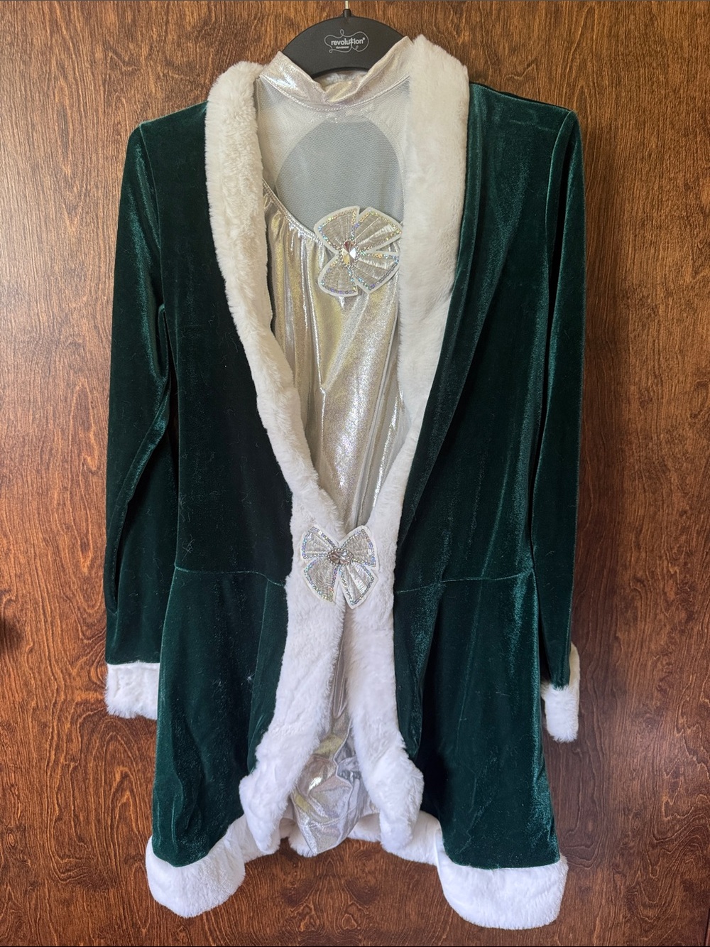 Velvet Holiday Dance Costume- 2 parts and head piece Small Adult